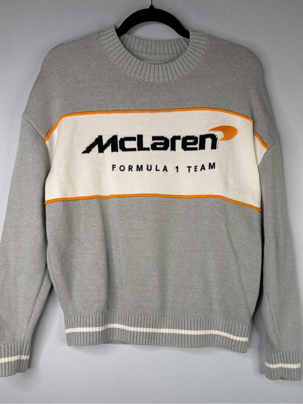 Hollister McLarwn Formula 1Men's Grey Crewneck Boxy Fit Sweater